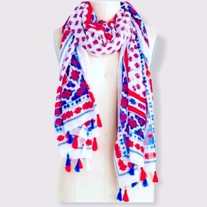 ModCloth Festive Red White Blue Boho Scarf
